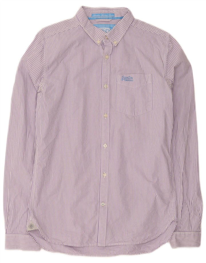 Camisa masculina Superdry médio roxo risca de algodão