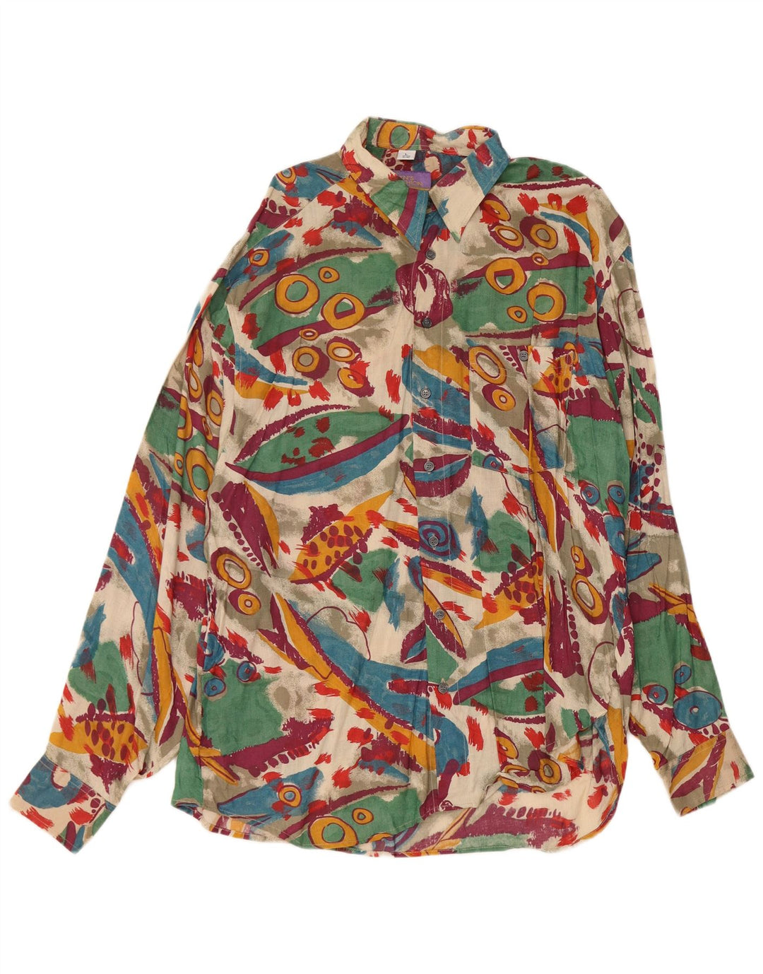 Camisa masculina VINTAGE com padrão abstrato tamanho 41/42 grande viscose multicolorida