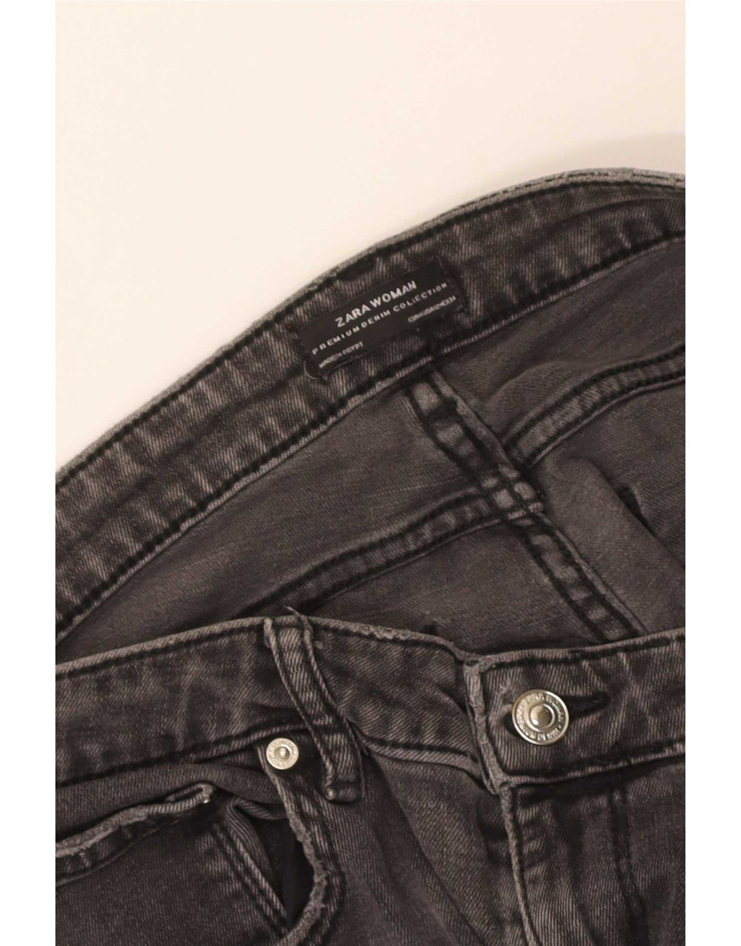 Zara Jeans femininos desgastados slim EU 44 XL W34 L27 cinza