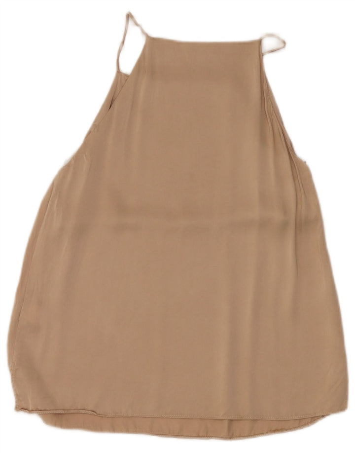 Zara Womens Cami Top UK 10 Pequeno Bege Viscose