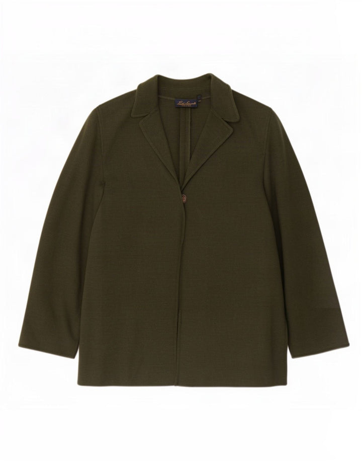 Jaqueta blazer feminina Luisa Spagnoli com 1 botão Reino Unido 18 XL verde