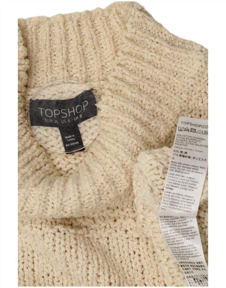 Topshop suéter feminino grande com gola de tartaruga Reino Unido 8 pequeno off white
