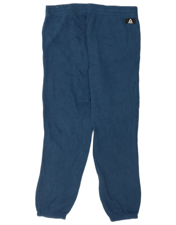 Calça de treino feminina Reebok Joggers UK 14 grande algodão azul marinho