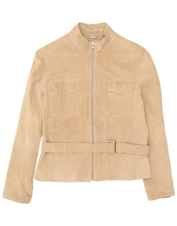 Jaqueta de camurça feminina vintage IT 48 XL Couro bege