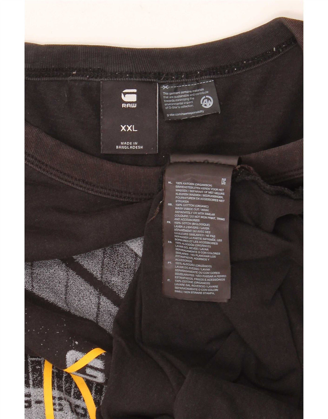 Camiseta gráfica masculina G-Star Top 2XL algodão preto