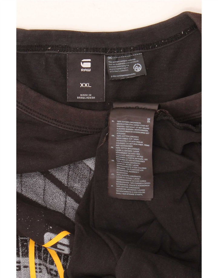 Camiseta gráfica masculina G-Star Top 2XL algodão preto