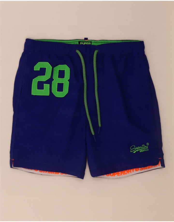 Calções de banho masculinos Superdry Graphic azul médio poliéster