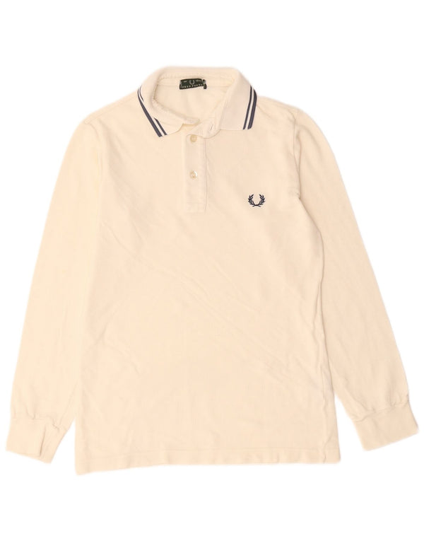 Camisa polo masculina de manga comprida Fred Perry 11-12 anos algodão branco