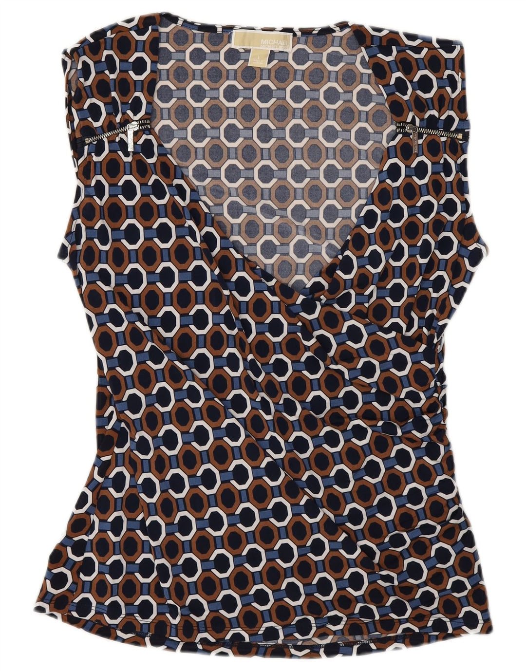 Blusa feminina Michael Kors UK 14 grande geométrica multicolorida