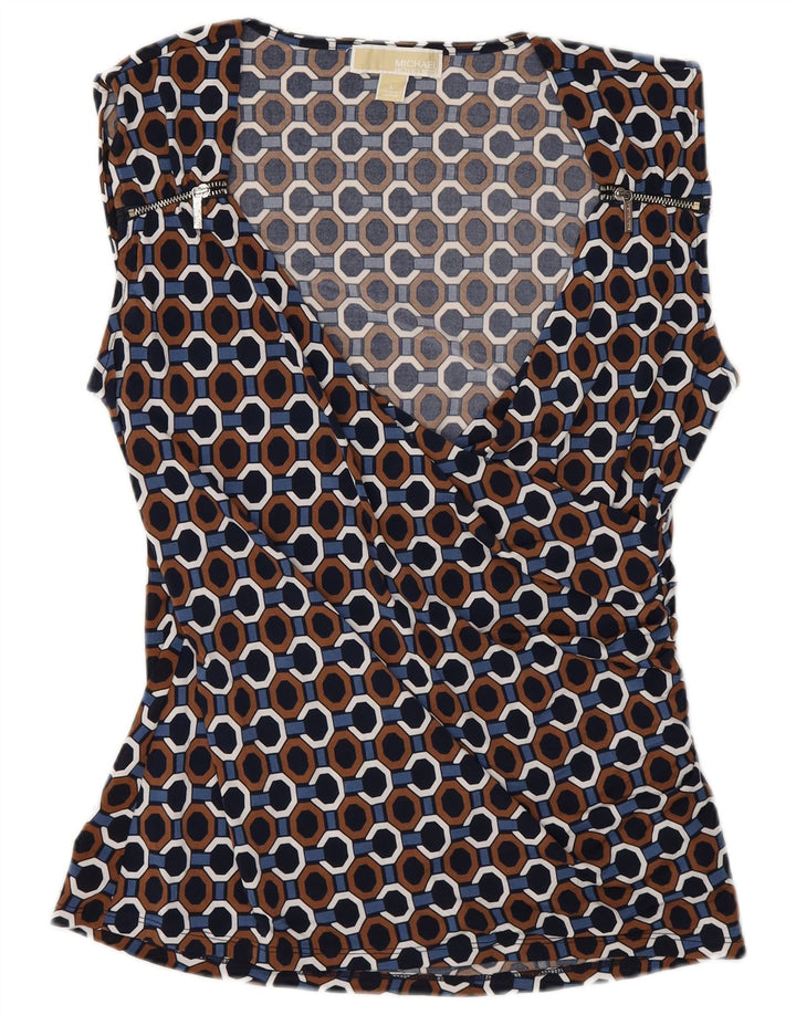 Blusa feminina Michael Kors UK 14 grande geométrica multicolorida