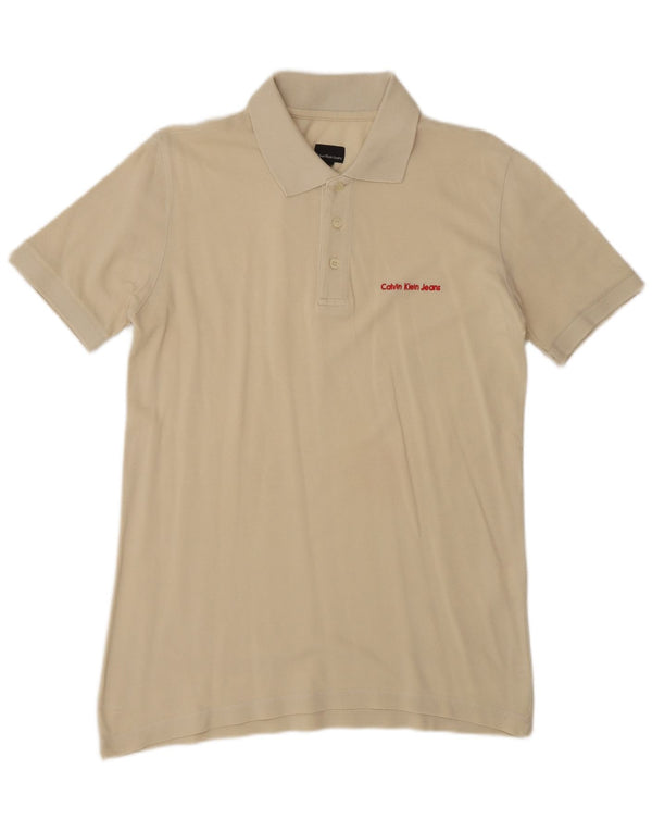 Camisa polo masculina Calvin Klein Jeans algodão bege médio