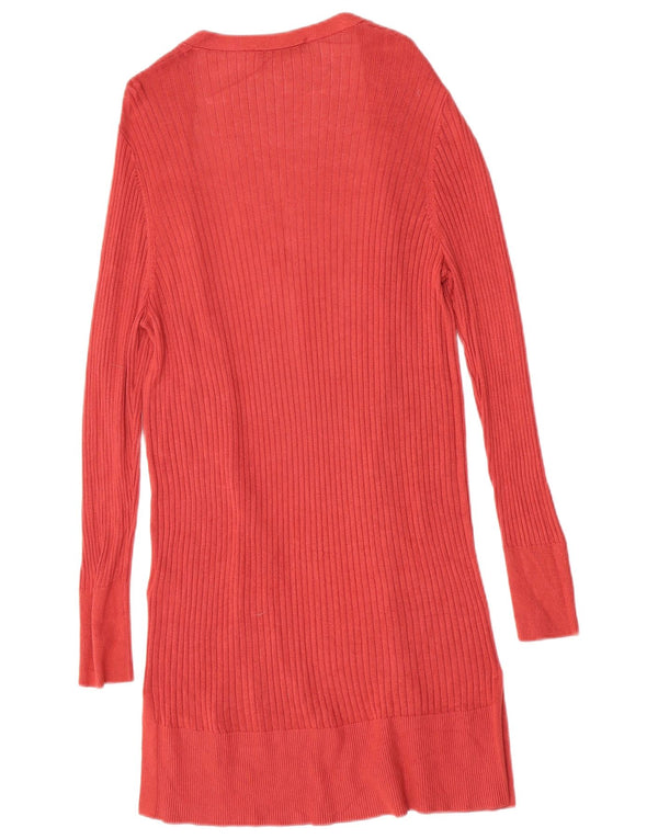 Suéter feminino Oasis Longline aberto com cardigan Reino Unido 12 viscose vermelha média