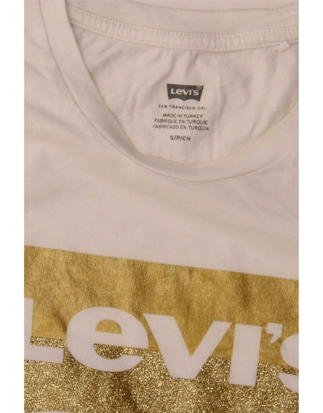 Camiseta feminina gráfica Levi's UK 10 pequena branca