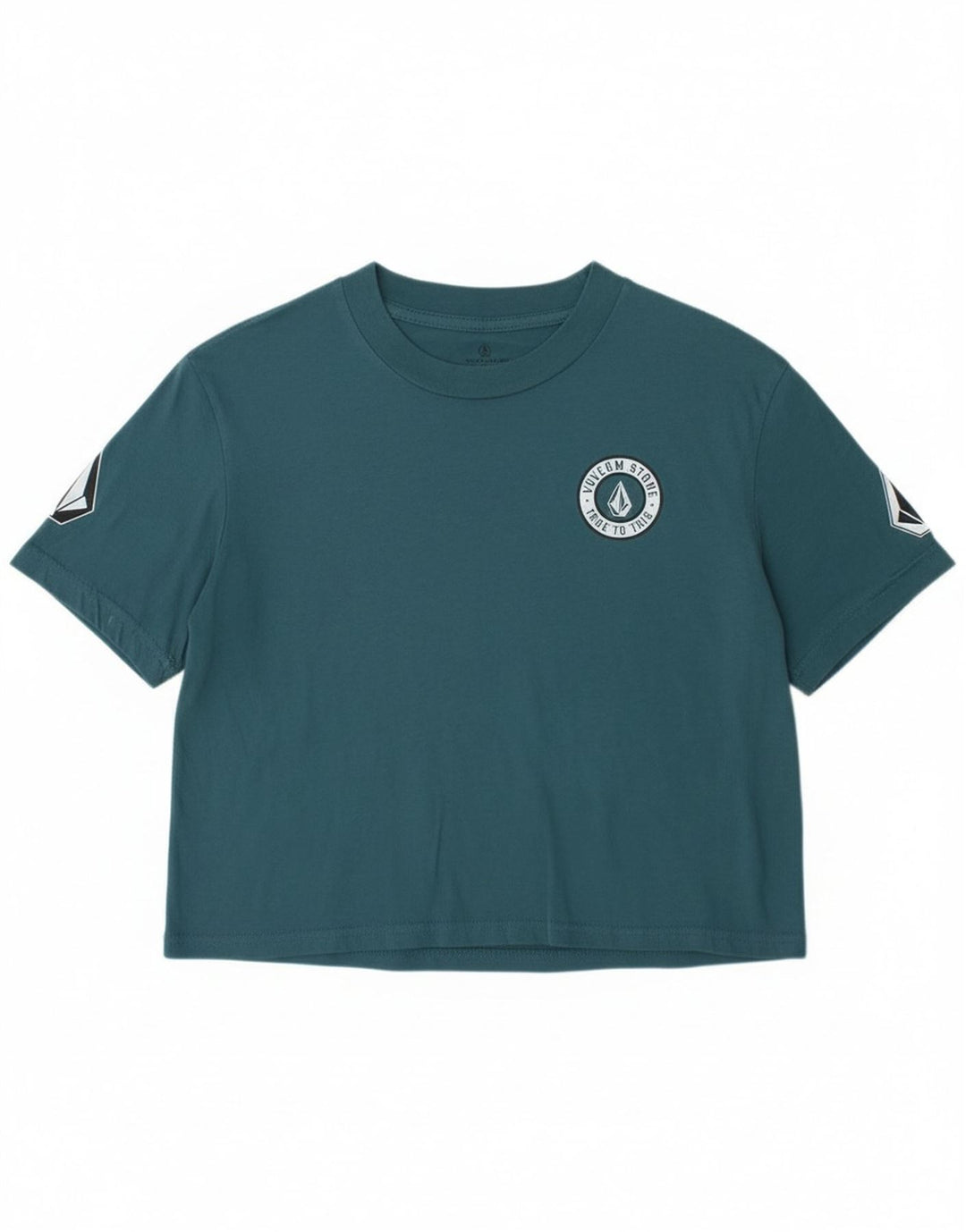 Camiseta feminina Volcom com corte solto e gráfico tamanho superior 4/6 azul pequeno