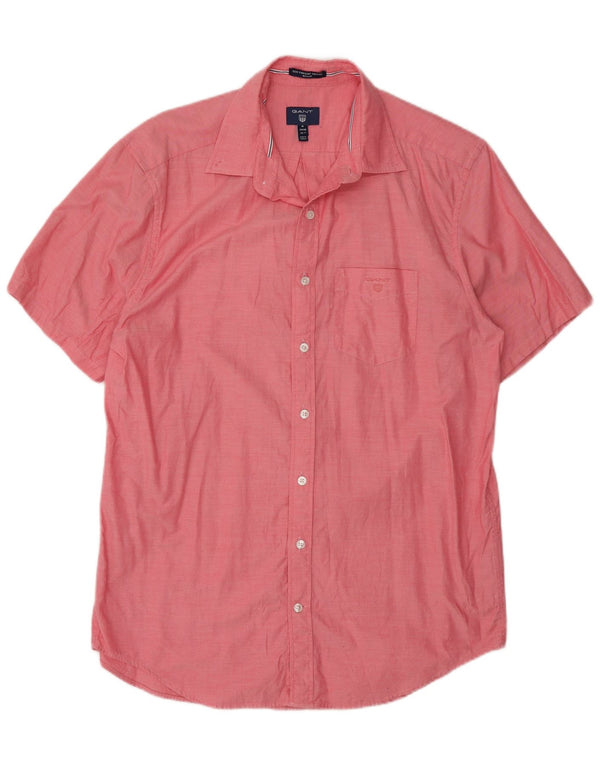 Camisa masculina de manga curta Gant tamanho 39/40 15 3/4 algodão rosa médio