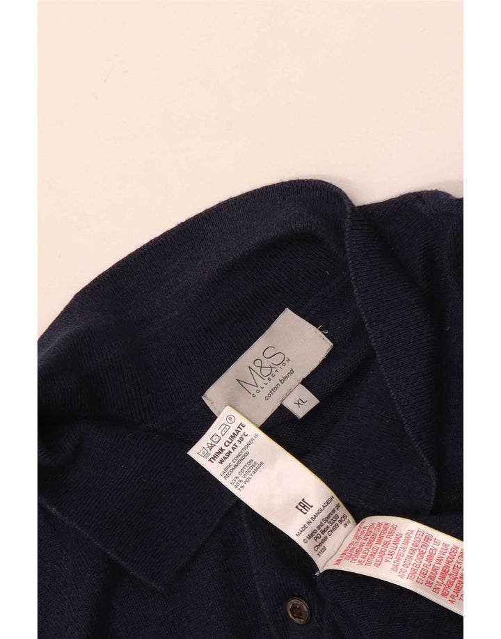 Suéter masculino Marks & Spencer com gola polo XL azul marinho