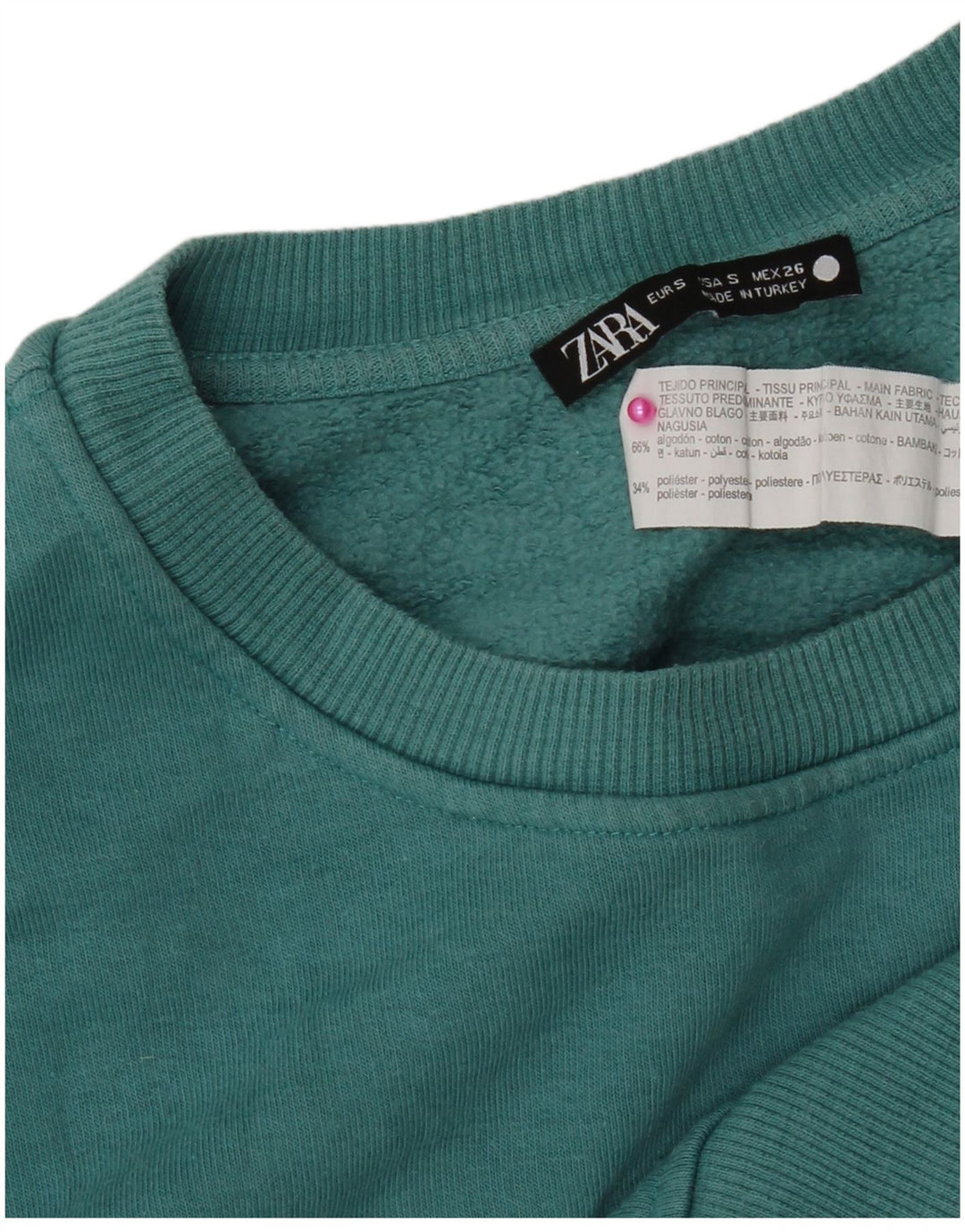 Zara moletom feminino gráfico oversized jumper Reino Unido 10 algodão azul pequeno