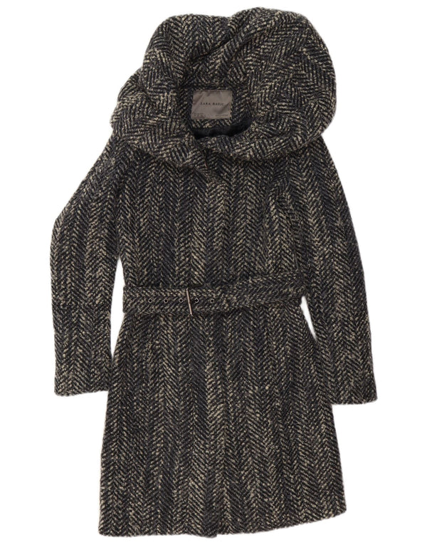 Sobretudo feminino Zara UK 6 XS cinza espinha de peixe poliéster