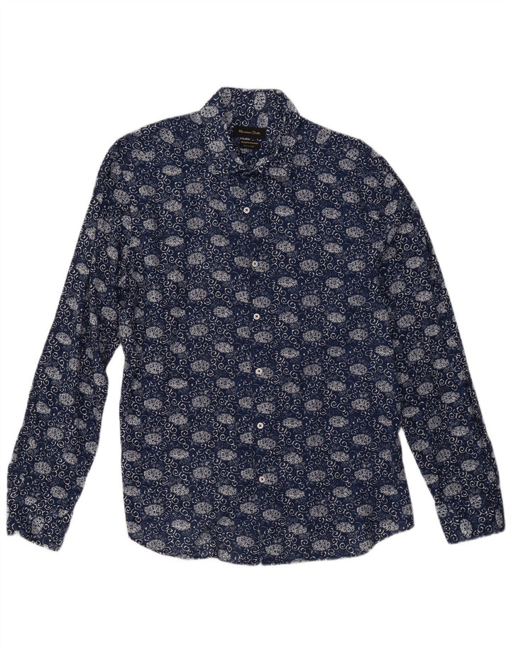Camisa masculina Massimo Dutti XL azul marinho floral