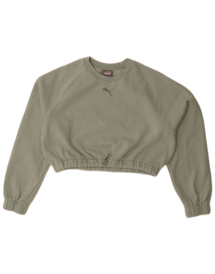 Puma Womens Crop Oversized Moletom Jumper Reino Unido 10 Pequeno Algodão Verde