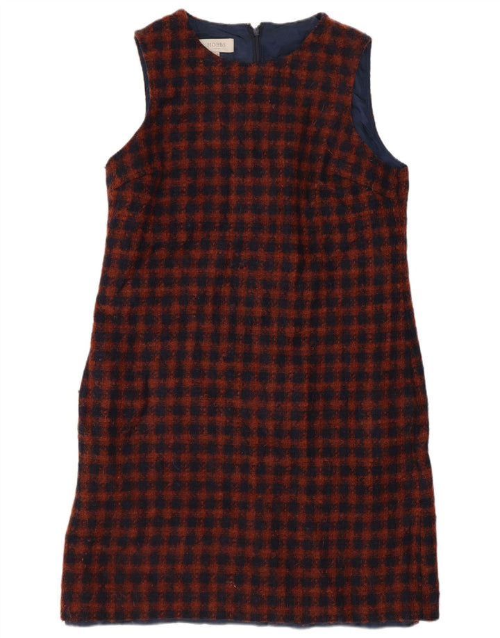 Vestido feminino Hobbs sem mangas, UK 12, médio, azul marinho, xadrez, lã