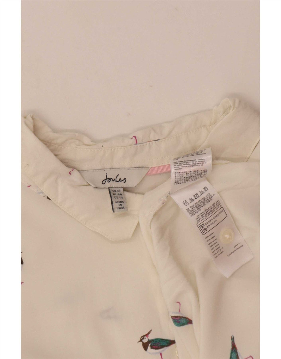 Blusa feminina Joules com estampa abstrata oversized Reino Unido 18 XL branca