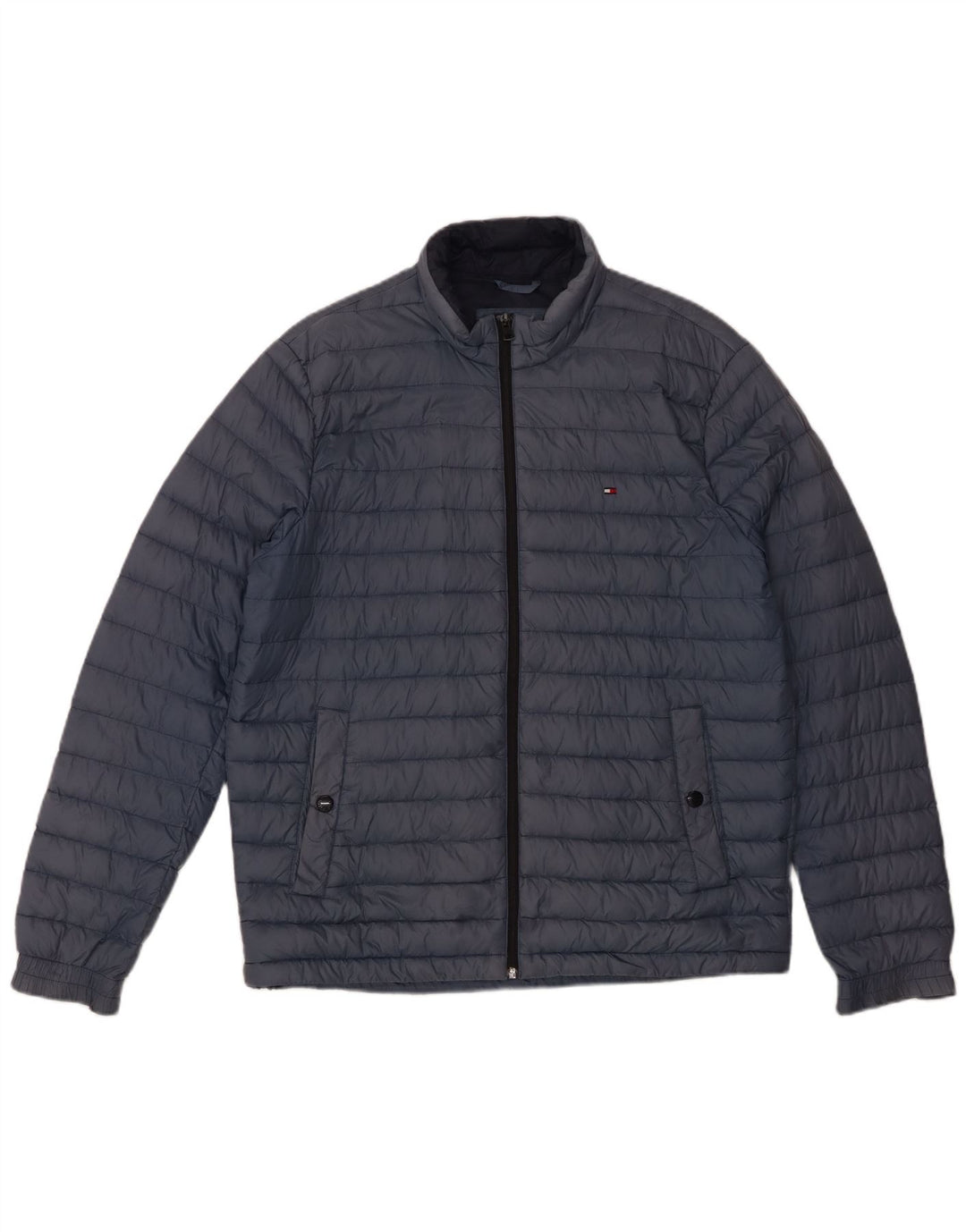 Jaqueta acolchoada masculina Tommy Hilfiger UK 40 grande azul marinho poliamida