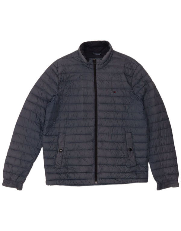 Jaqueta acolchoada masculina Tommy Hilfiger UK 40 grande azul marinho poliamida