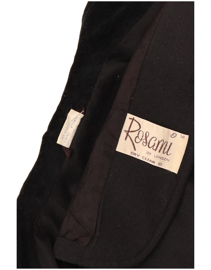 Rosami Jaqueta Blazer Feminina com 2 Botões Reino Unido 14 Grande Acetato Preto