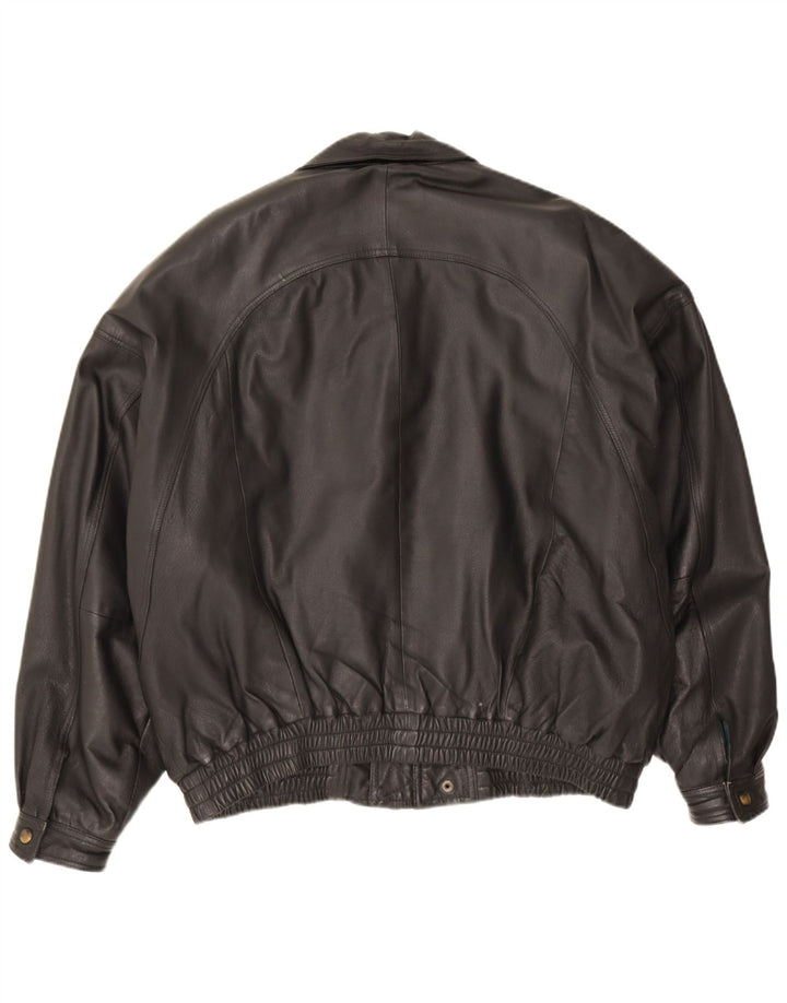 Jaqueta de couro masculina vintage UK 44 2XL couro preto