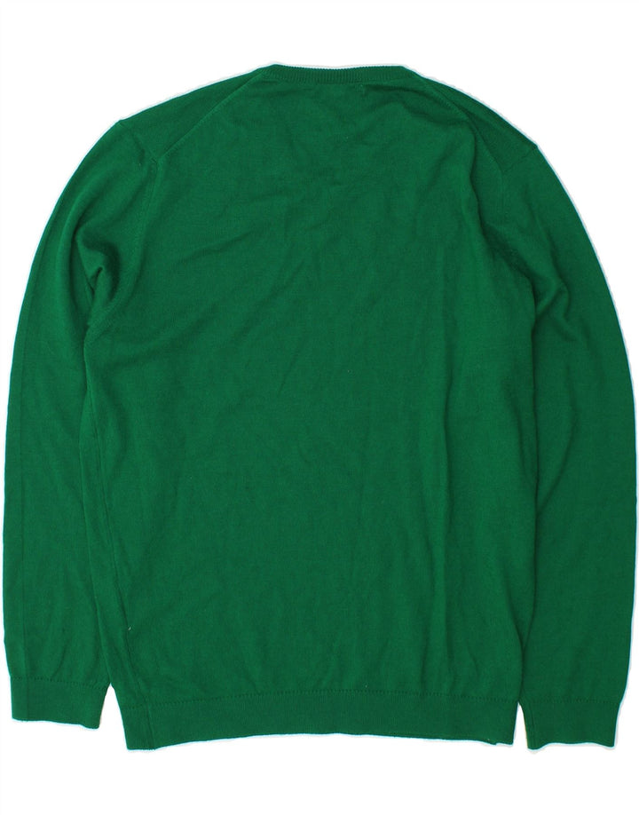 CALVIN KLEIN Mens V-Neck Jumper Sweater Small Green Merino Wool Vintage Calvin Klein and Second-Hand Calvin Klein from Messina Hembry 