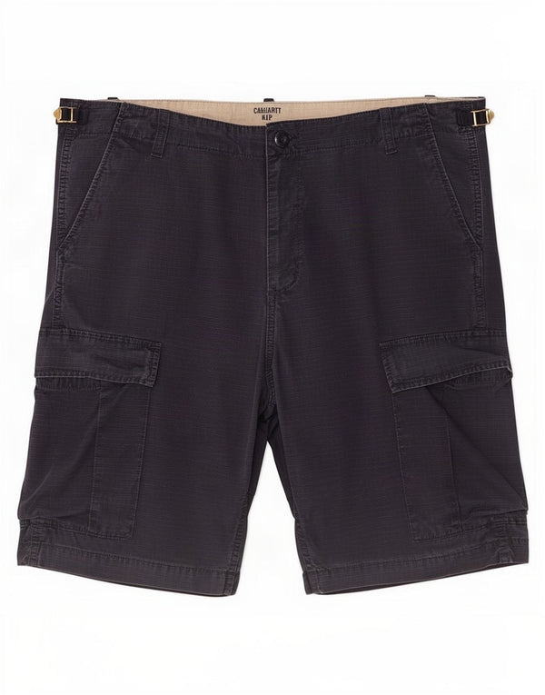 Carhartt Mens Cargo Shorts W38 XL Azul Marinho Listrado Algodão