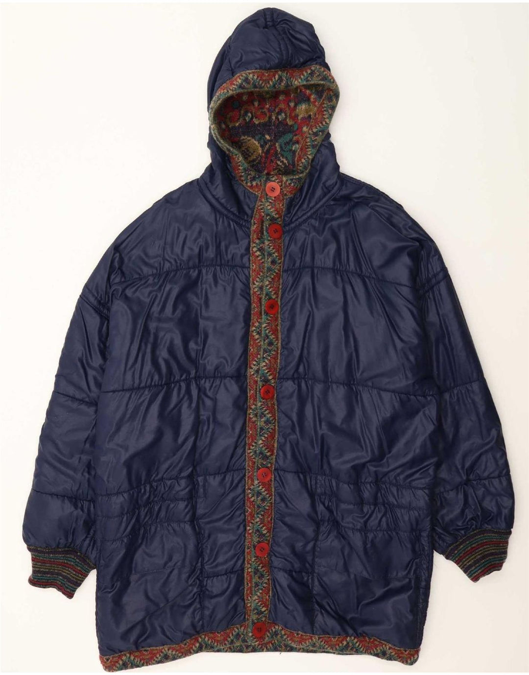 Jaqueta reversível vintage masculina com padrão abstrato UK 42 XL multicolorido