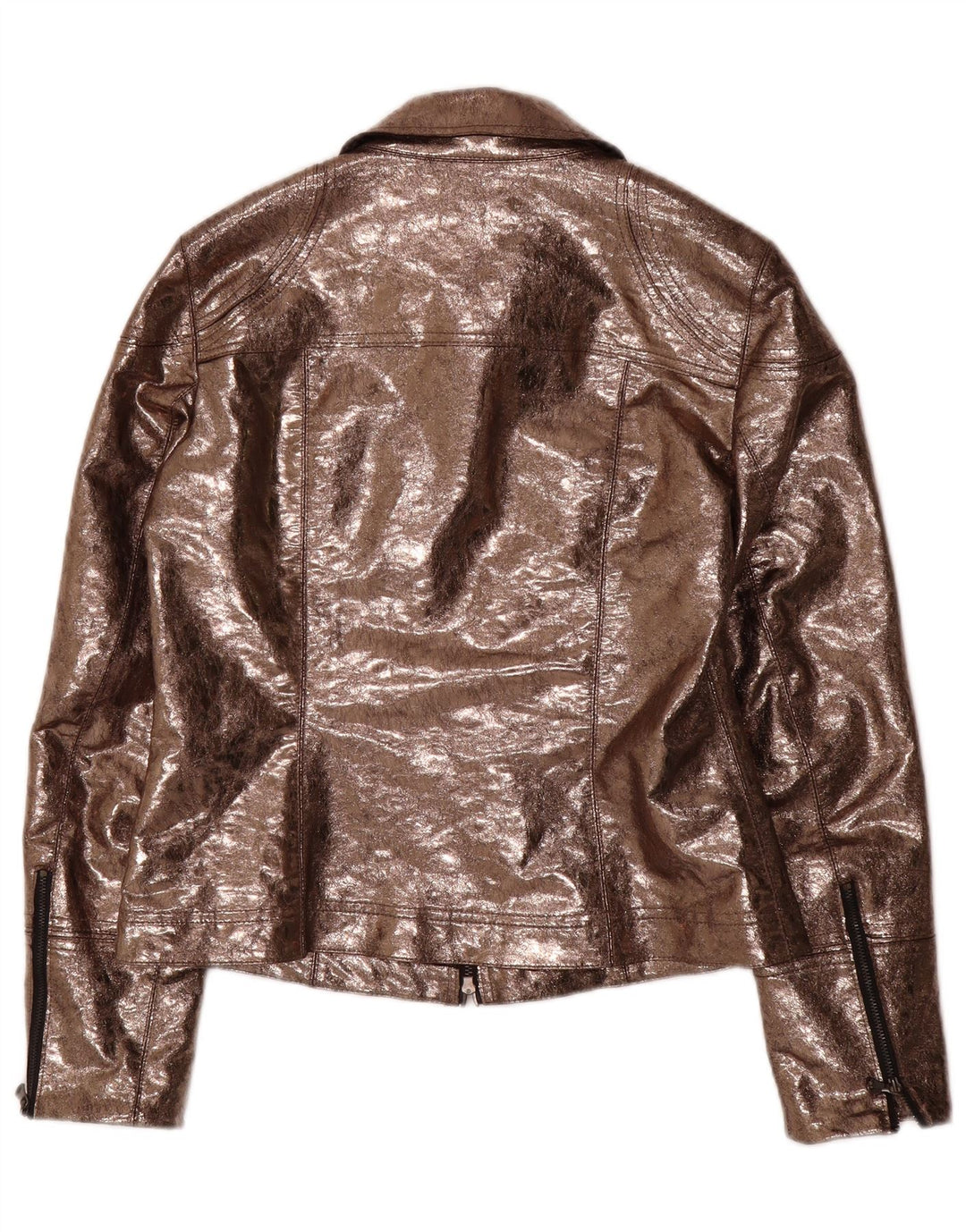 Jaqueta utilitária feminina de couro sintético AMBIENTE Reino Unido 14 grande poliéster marrom