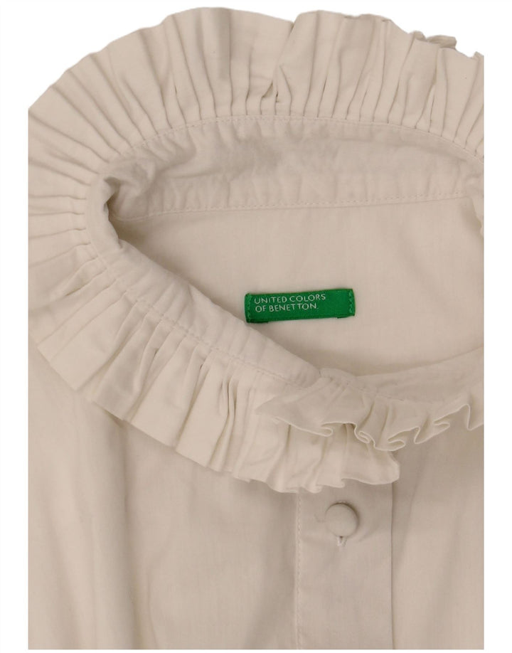 Blusa camisa feminina Benetton UK 14 médio branco