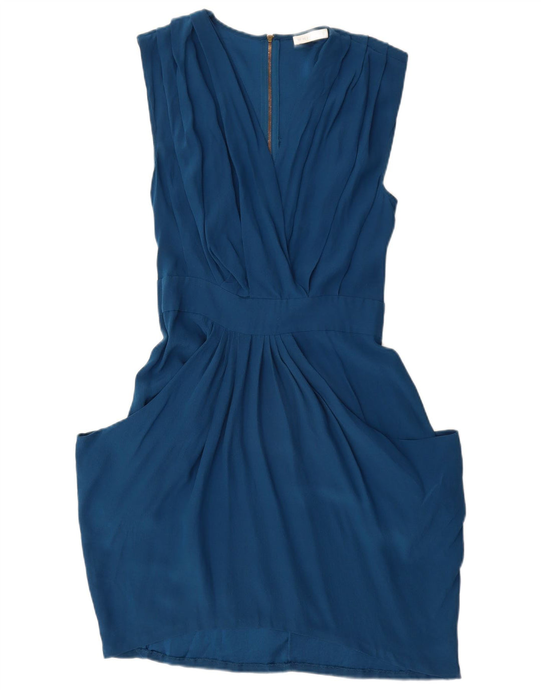 WHISTLES Vestido feminino sem mangas bolha Reino Unido 10 seda azul pequena