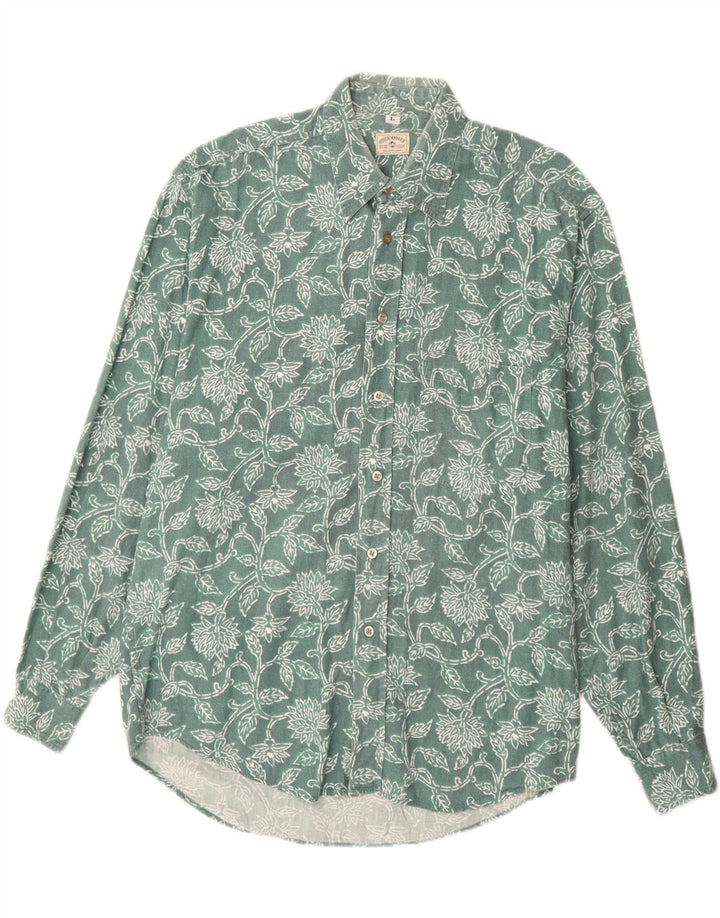 Camisa masculina vintage grande viscose floral verde