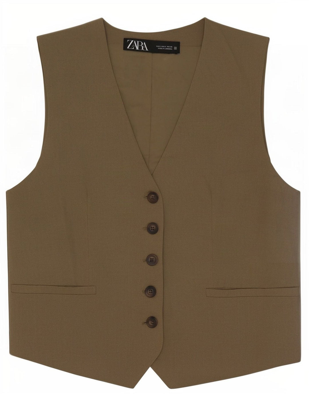 Colete feminino Zara UK 10 pequeno poliéster cáqui