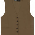 Colete feminino Zara UK 10 pequeno poliéster cáqui