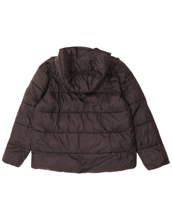 Jaqueta acolchoada com capuz feminina Zara UK 14 médio preto nylon