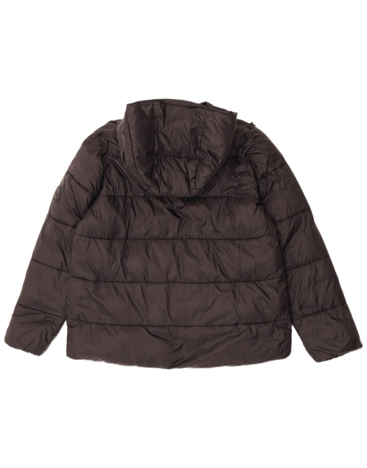 Jaqueta acolchoada com capuz feminina Zara UK 14 médio preto nylon