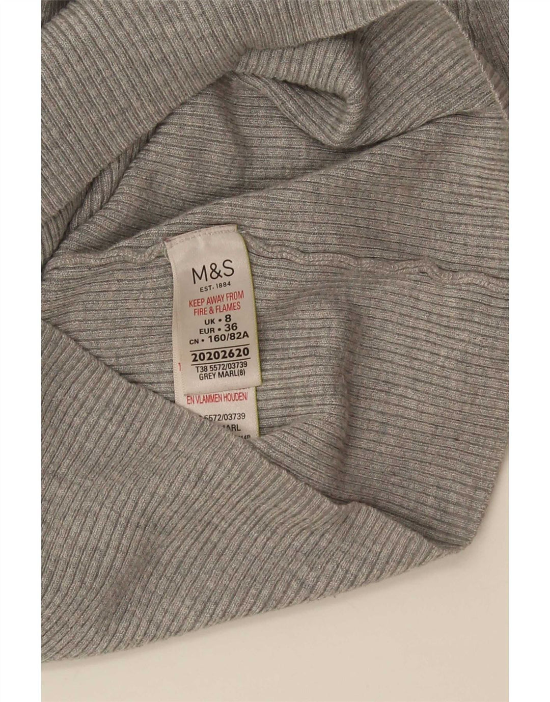 Suéter feminino Marks & Spencer com gola redonda e viscose cinza pequena Reino Unido 8