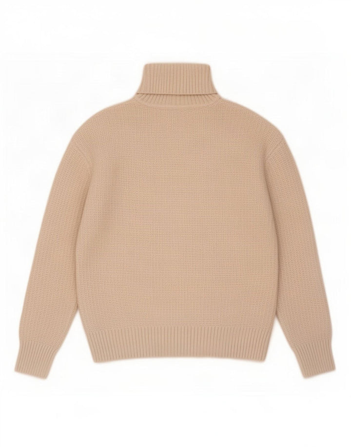 Suéter feminino Marks & Spencer com gola redonda Reino Unido 10 pequeno poliéster bege