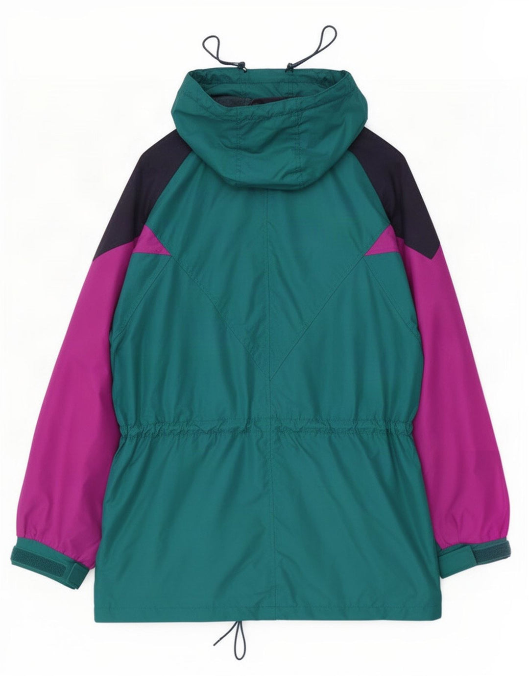 Jaqueta de chuva feminina com capuz grande Columbia UK 14 verde médio colorblock
