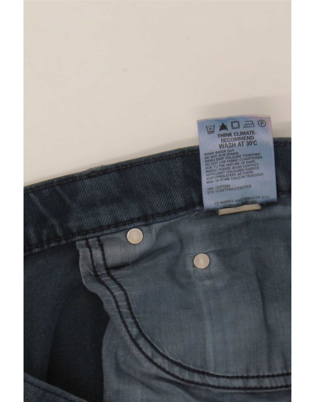 Calça jeans masculina Marks & Spencer Blue Harbor Straight W34 L31 algodão marinho