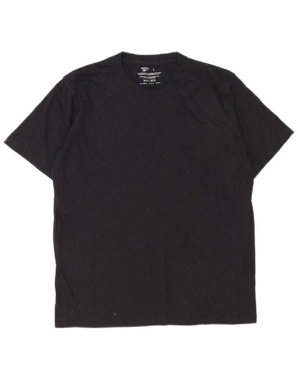 Reebok Mens T-Shirt Top Grande Algodão Preto