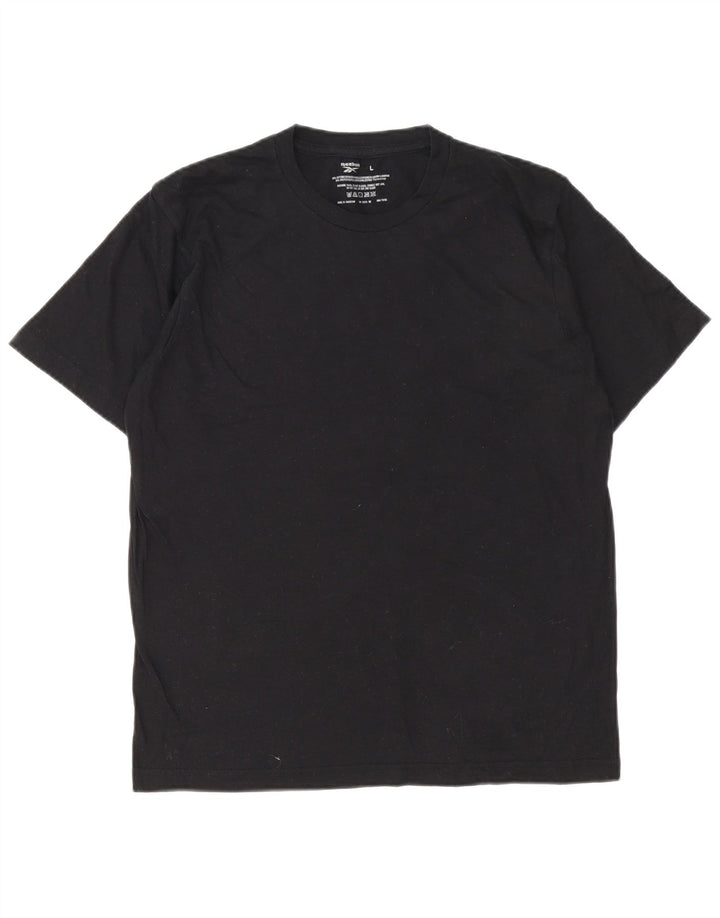 Reebok Mens T-Shirt Top Grande Algodão Preto