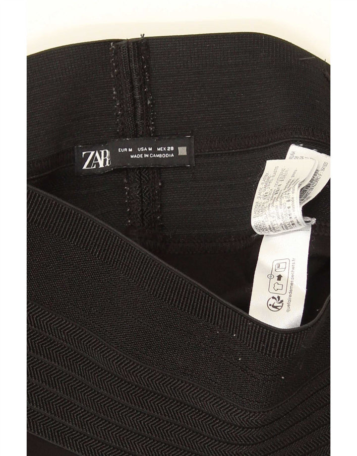 Zara Leggings feminino de cintura alta poliéster preto médio