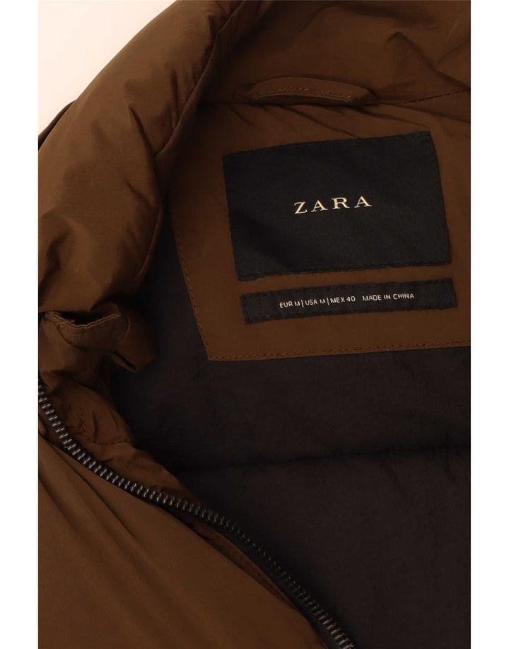 Casaco acolchoado masculino Zara UK 38 médio cáqui nylon motociclista