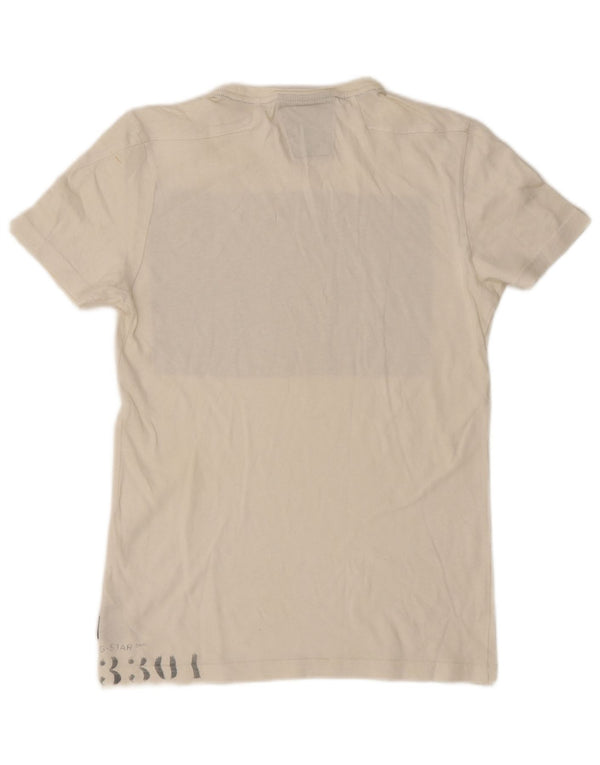 Camiseta feminina gráfica G-Star UK 14 grande algodão colorido branco
